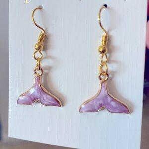 Purple fish tail dangle earrings